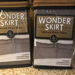 Set of 2, Wonder Skirt Tailored European Pillow Sham in Grey 26" x 26"